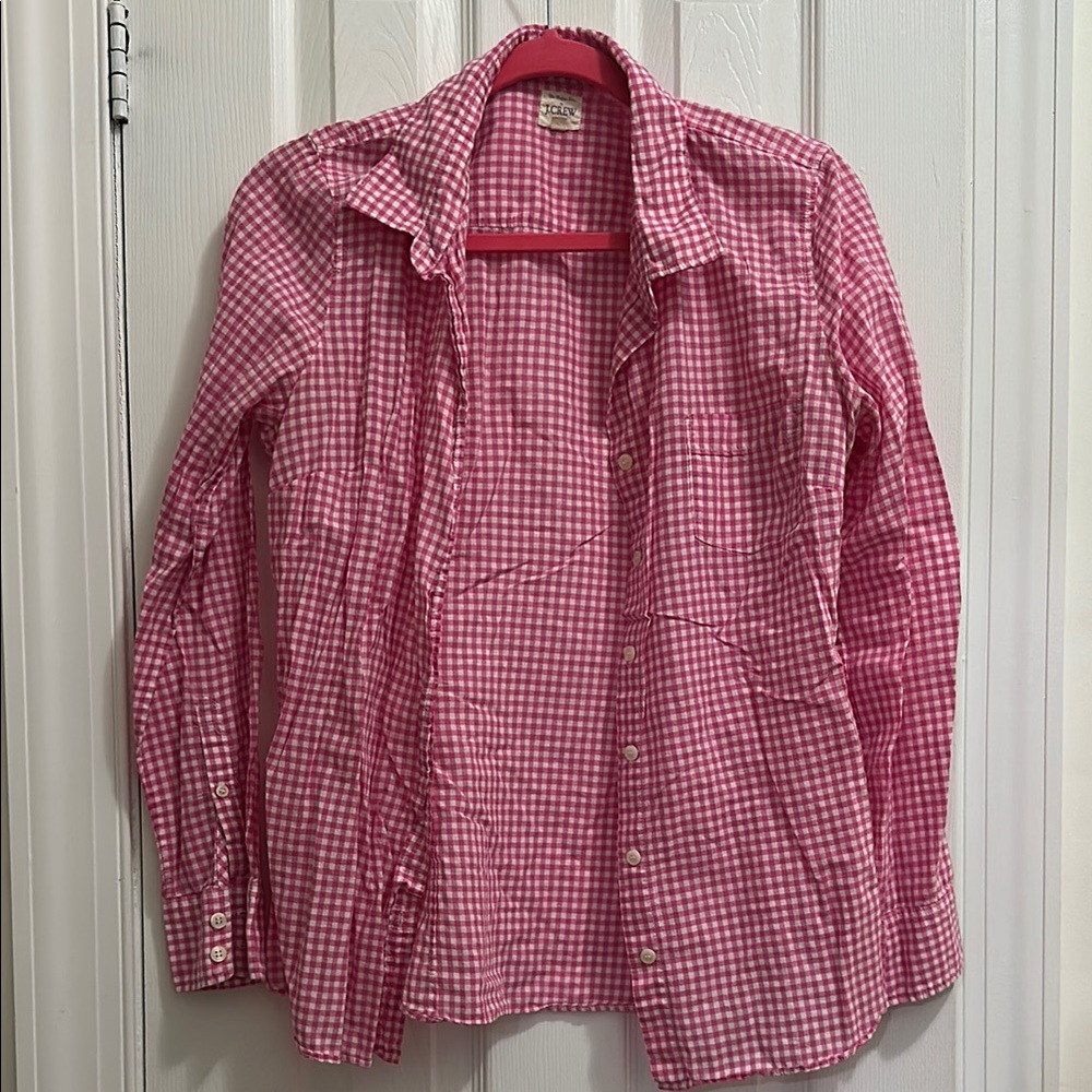 JCrew, the perfect shirt size M. Link gingham! Start planning for summer ☀️